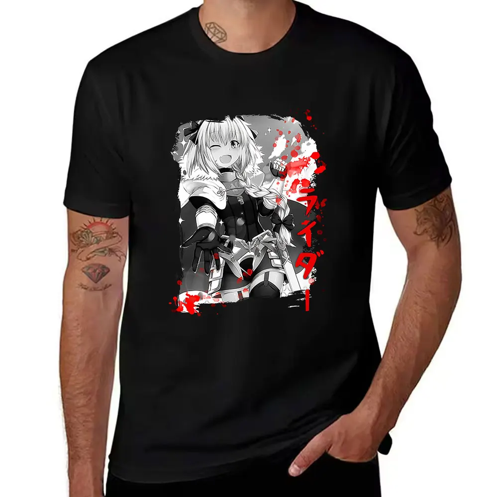 Fate/Apocrypha Astolfo Rider Graphic T-shirt Vintage Washed Anime Merch Harajuku Unisex Oversized Crew Neck Cotton Short Tee Top
