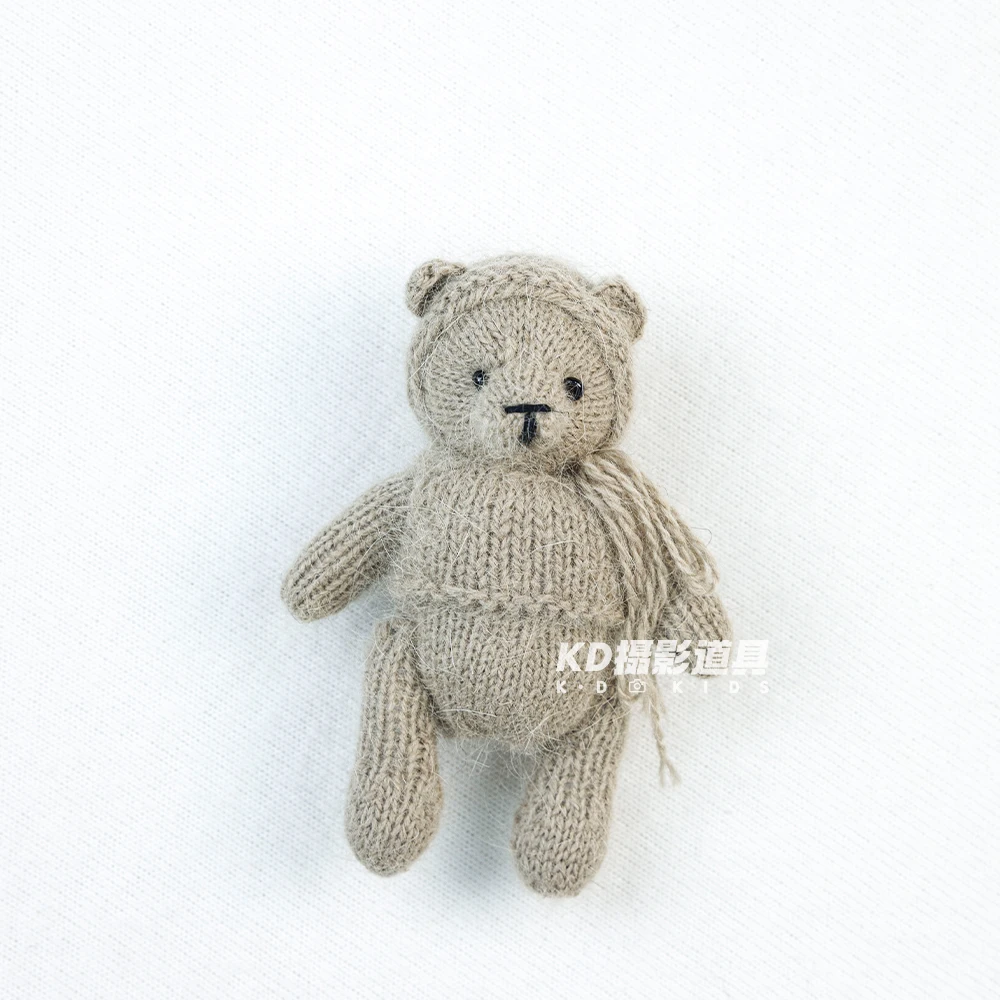 Adorable Knitted Teddy Bear Newborn Photography Props Baby Photo Shoot Props Mini Crochet Animal Doll for Studio Shooting Theme