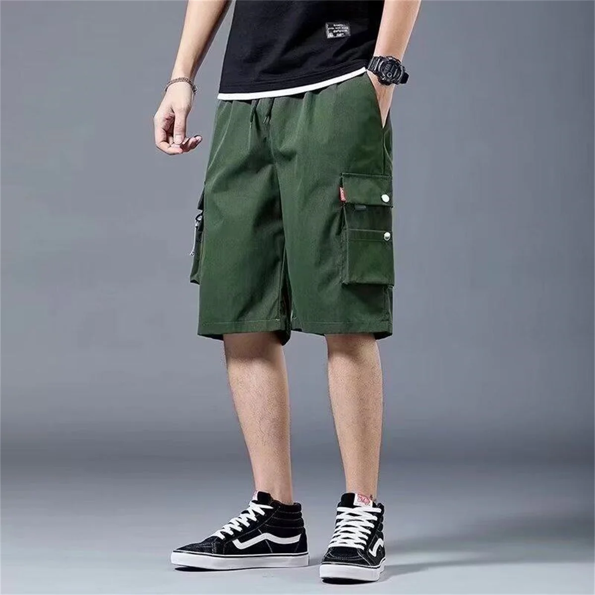 

Loose Hip-hop Work Pants for Men Summer Wide Leg Casual Shorts Korean Style Comfortable Classic High Waisted Pants for Men