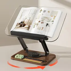 Multifunctional 360° Swivel Foldable Textbook Stand Adjustable Aluminum Alloy Reading Stand With Spring Clip For Laptops, Tablet