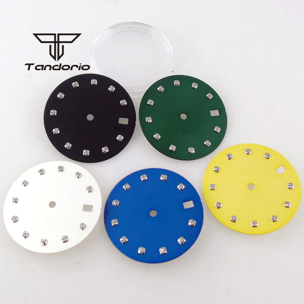 

29mm Sterile Watch Dial Blue/Green/Yellow/Black/White Color Date Window Fit for NH35 NH36 Automatic Movement Watch Spare Parts