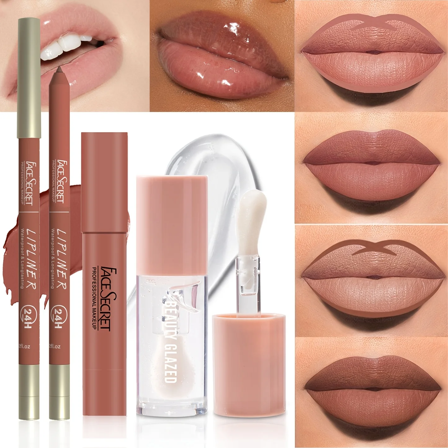 

3шт бархатная матовая помада + подводка для губ + набор масла для губ - водостойкий набор стойкого макияжа губ