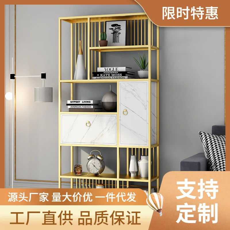 

Nordic Light Luxury Bookshelf Shelf Living Room Office Multi-layer Storage Shelf Simple Bookcase Storage Shelf Home Iron Art
