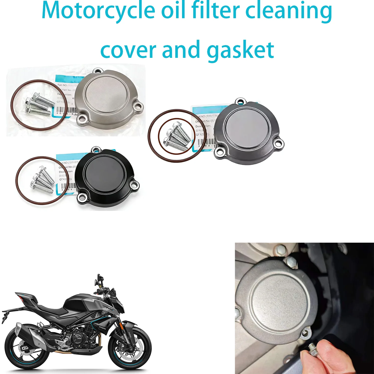 Motorcycle oil filter cleaning cover  Suitable for CFMOTO 250NK, 250SR, CF250NK, CF250SR  Motorcycle accessories