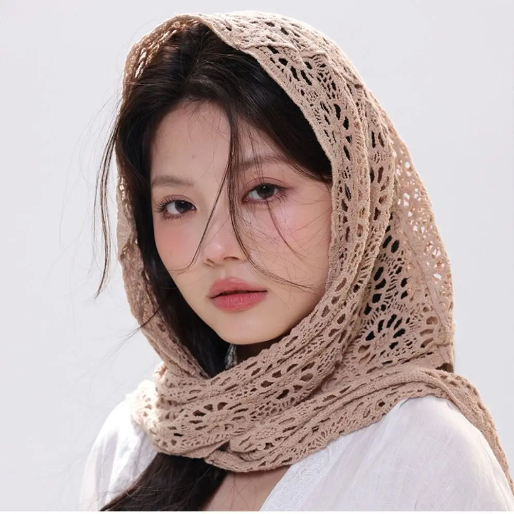 Retro Fake Collar Knitted Triangle Scarf Ethnic Style Cape Crochet Flower Scarves Wraps Cloak Fart Curtain Summer