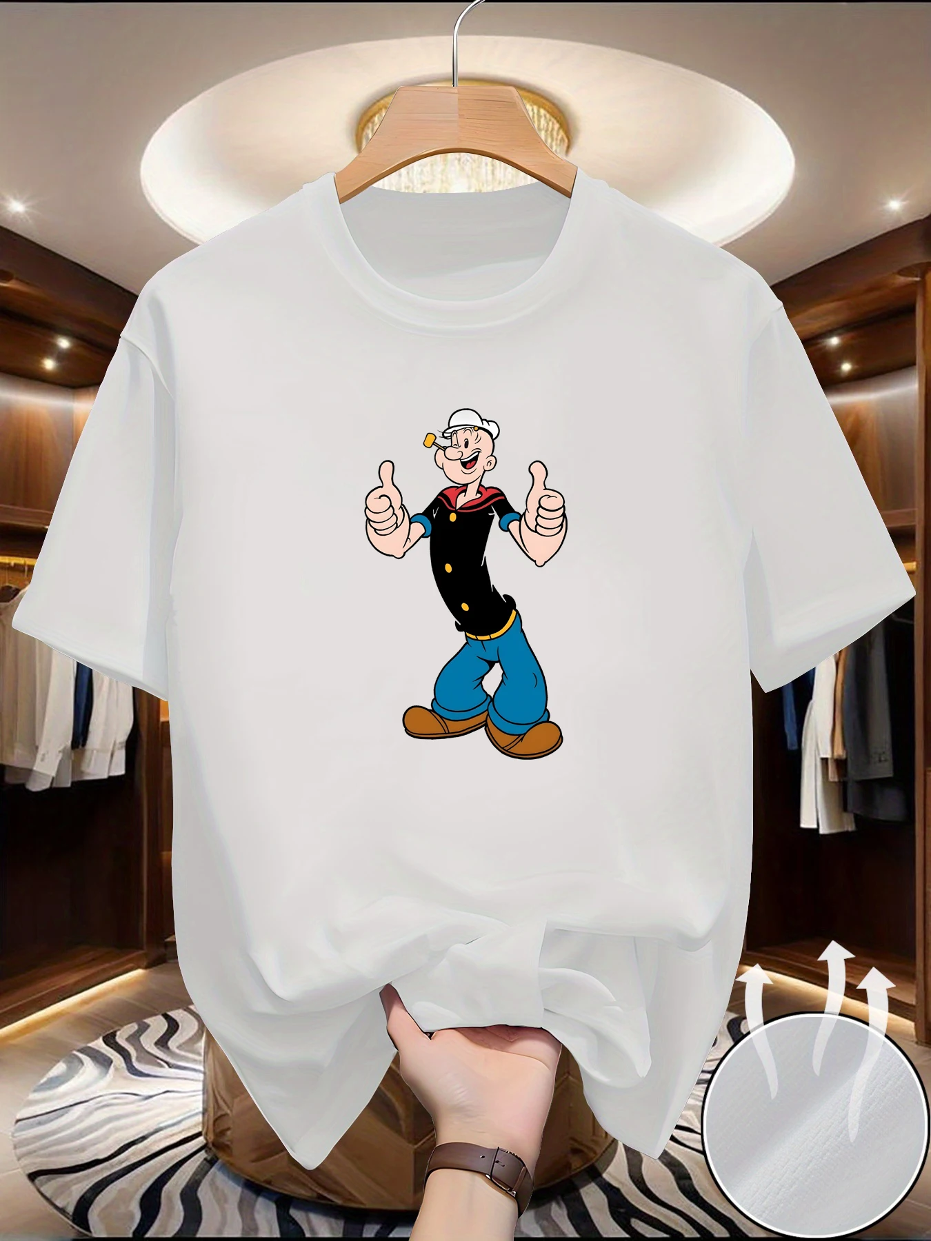 

Новая летняя повседневная футболка Popeye Childhood Comics с круглым вырезом и короткими рукавами
