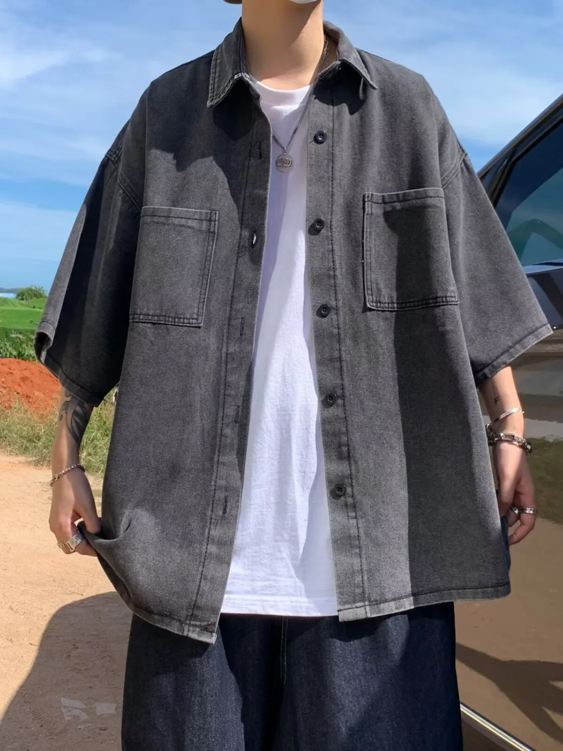 

Slim Fit ort Sve Denim irt Мужская летняя повседневная тонкая рабочая одежда Jaet Vintage Japanese Trend a Nova