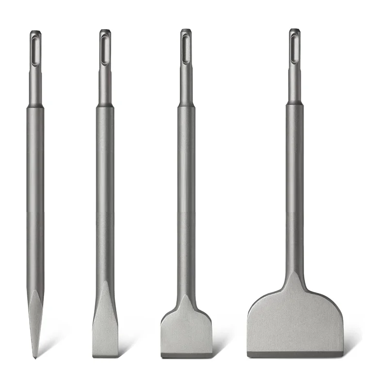 Juego de cinceles AA01-SDS, 4 Uds. Brocas de cincel para extracción de azulejos para accesorios de taladro de martillo rotativo SDS Plus, para astillado de demolición