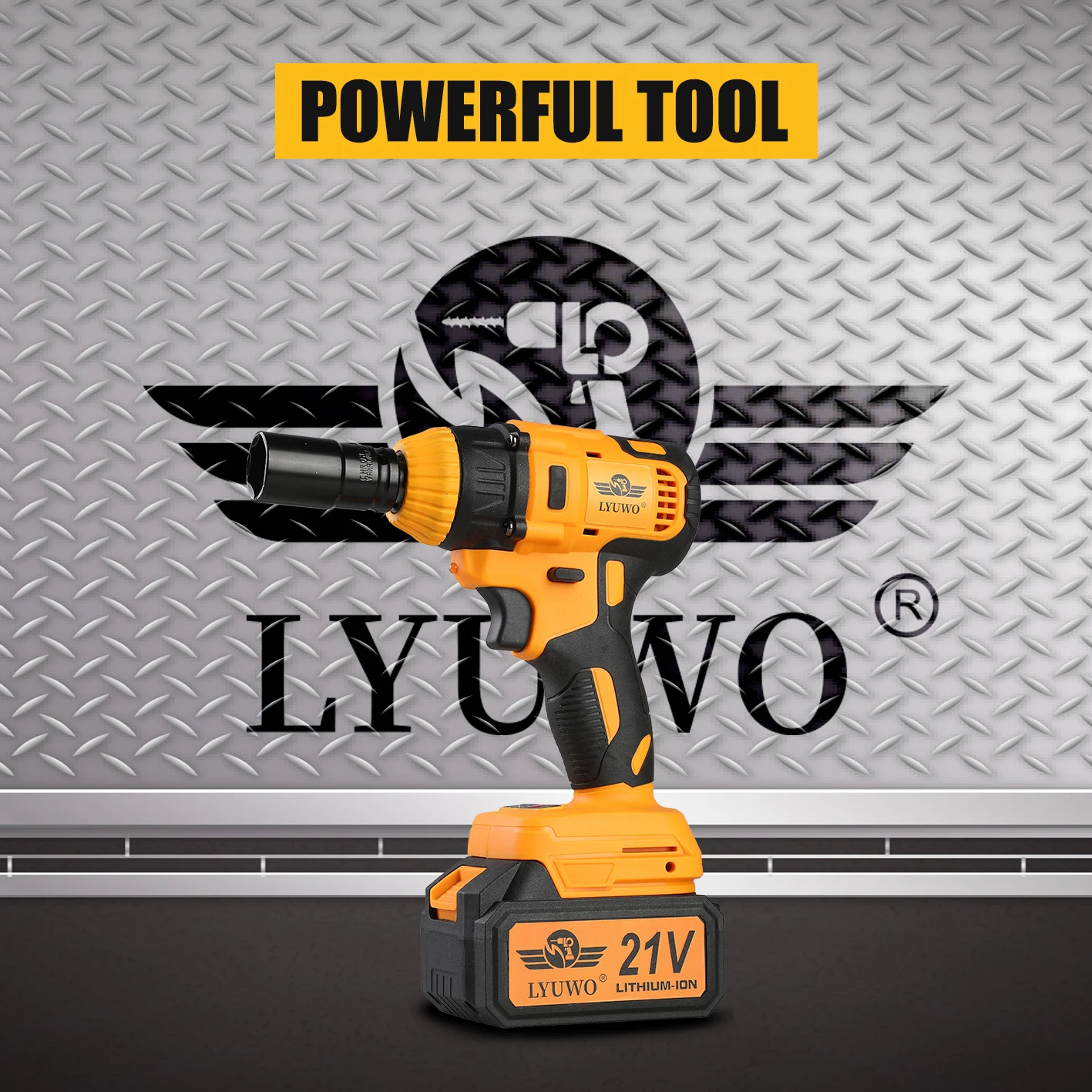 LYUWO Electric Wrench 380NM Brushless Impact Wrench High Torque Automotive Repair Tool, Matched With Makita Battery