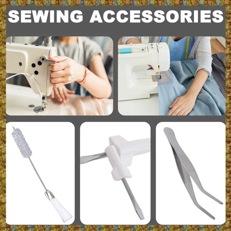 F-F 6-компонентный набор для чистки швейной машины включает пинцет, отвертку с двусторонней щеткой для ворса, для швейных инструментов