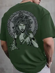 Street Trend Men's Round Neck Short Sleeve Fashion Medusa Print Round Neck Short Sleeve T-Shirt Men's Tops Casual Clothing
