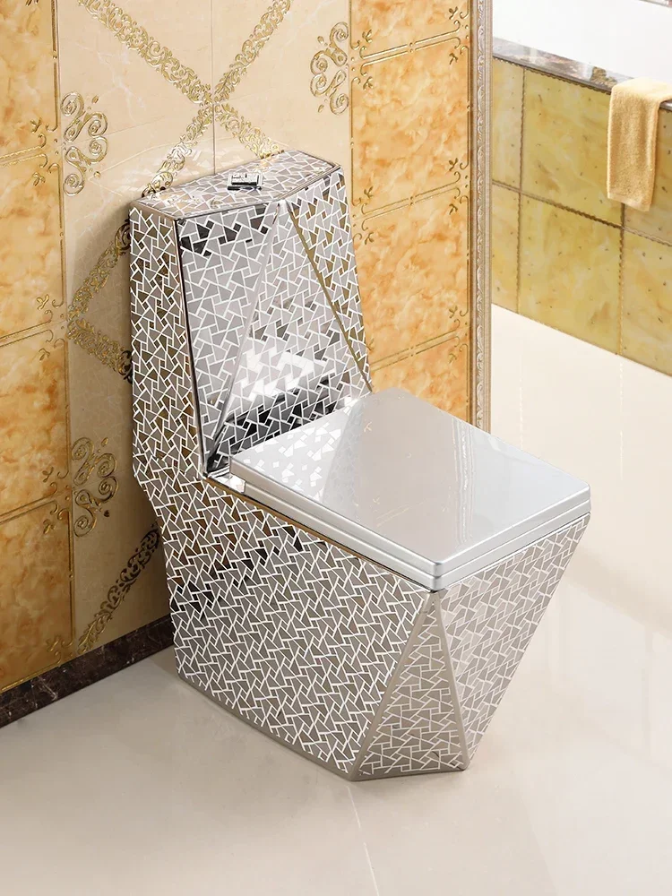 Toilet Siphon Water-Saving Creative Toilet Square Diamond Color Inodoro Portatil Golden Toilet Inodoro