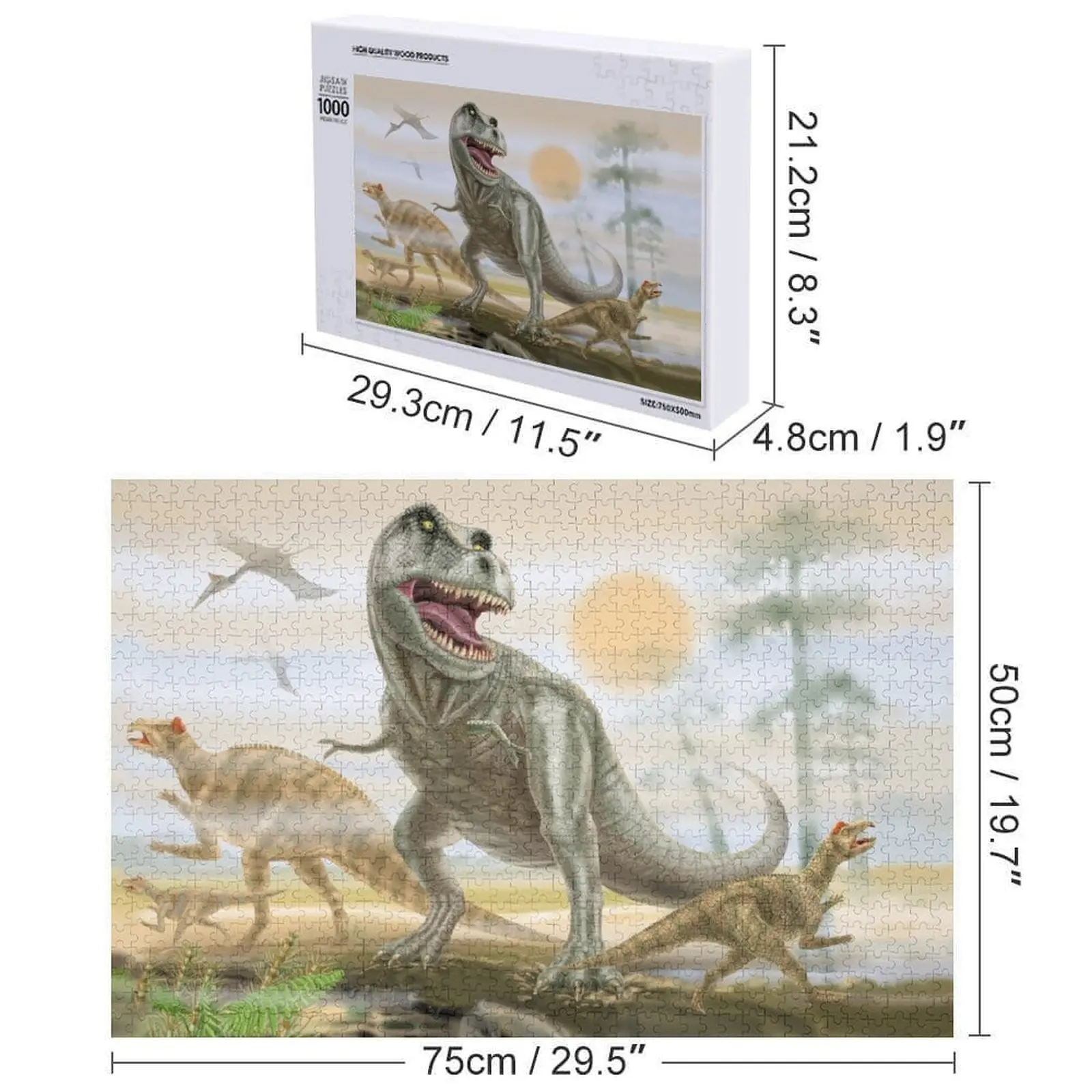 Puzzle Tyrannosaurus Rex - Personalizowany Prezent dla Małżeństwa, Personalizowane Prezenty, Puzzle dla Dzieci z Możliwością Personalizacji