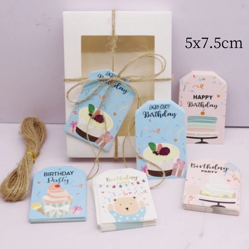50pcs Happy Birthday, Happy Halloween, Multi Style Hangers+10 Hemp Rope