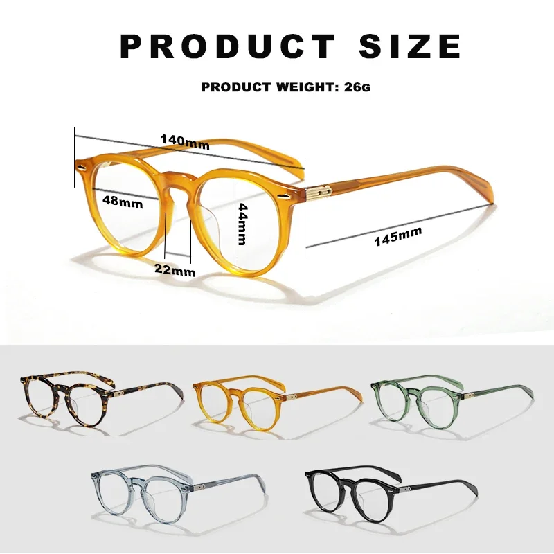 Handmade Round Acetate Glasses Frame Luxury Men Women Optical Myopia Presbyopia Prescription Retro Eyewear Customization Logo