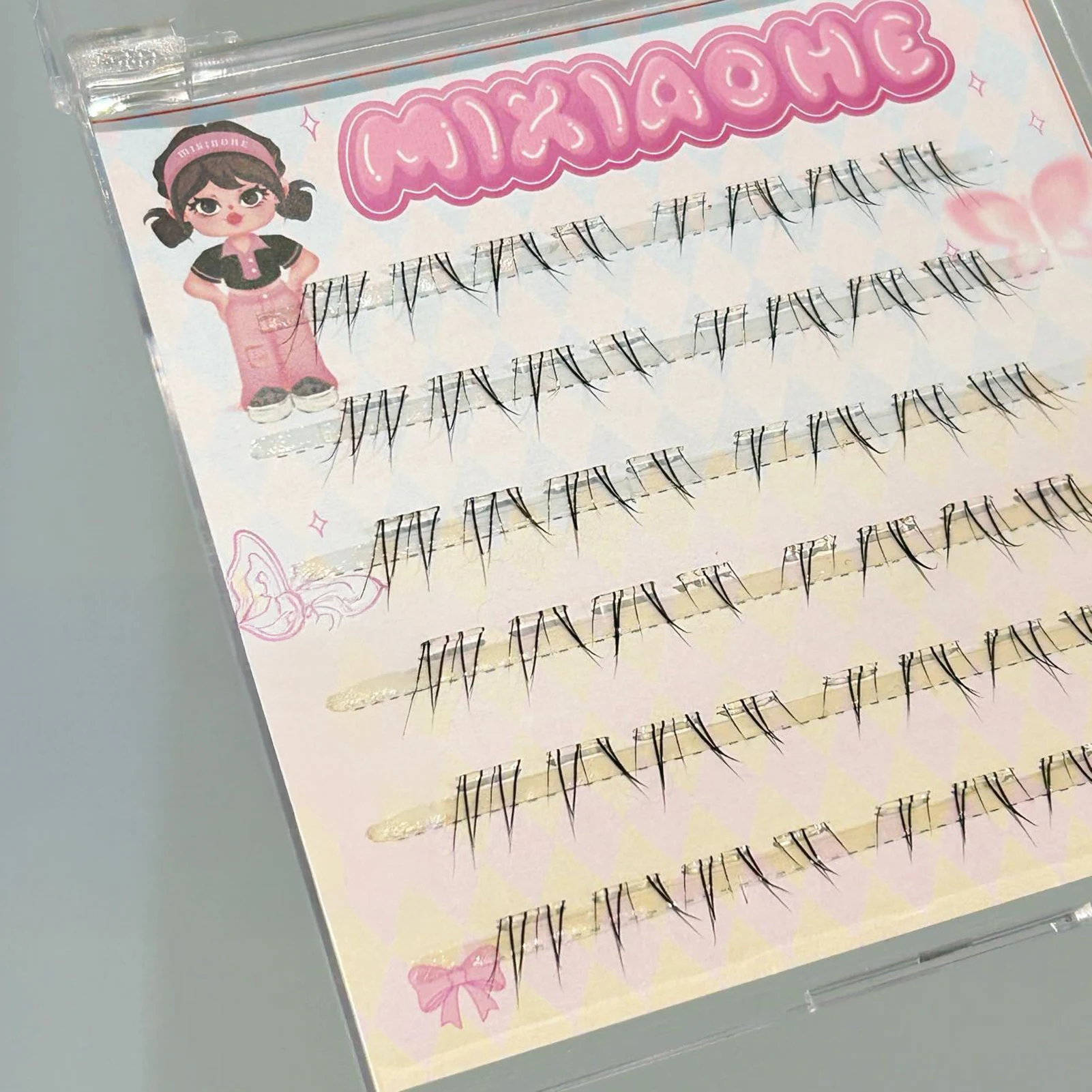 5-7mm Fai da te Estensione ciglia inferiori Grappoli per ciglia corti individuali Stelo trasparente Segmentato Naturale sotto le ciglia