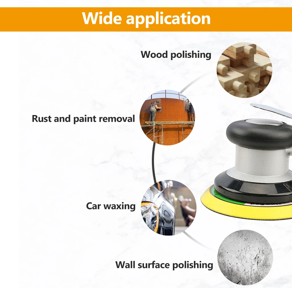 Pneumatic Orbital Sander Pneumatic Polisher Air Grinder,125mm/150mm Vacuum Eccentric Polishing/Grinding Machine Pneumatic Tools