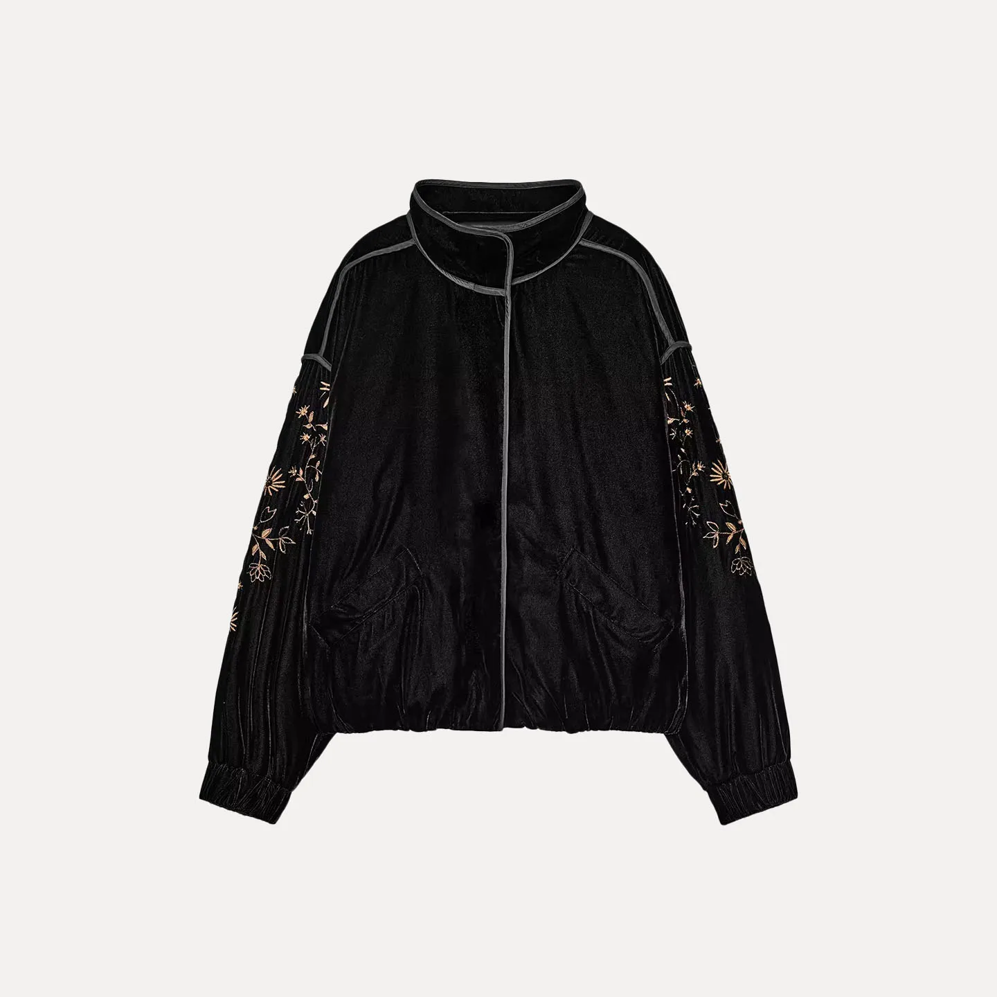 Z Donna Faionable Lungo Sve Cerniera Ricamato Jaet Capispalla Versatile 2025 Nuovo arrivo Stand Fit Cappotto ort