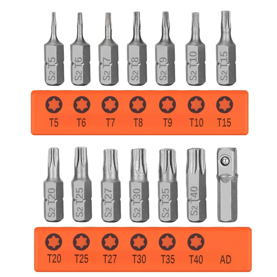 Torx Screwdriver Bits 14pcs T5 to T40 1/4 Inch Hex Shank for Electric Drill with 25mm Adapter Extension Set Star Key Tool Kit