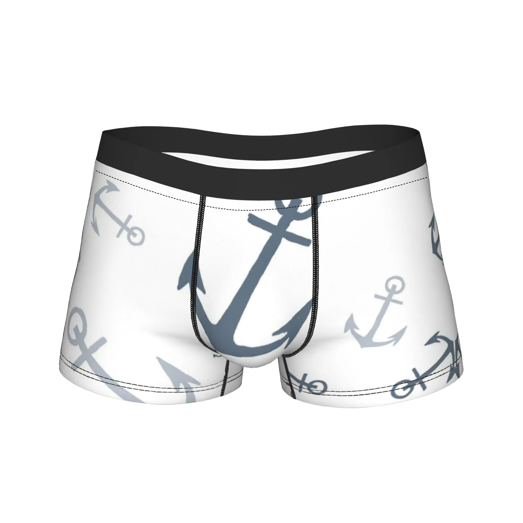 Nautical Anchor Boat Underwear  Customs Boxershorts Hot Sale Men Panties Comfortable Boxer Brief Birthday Present