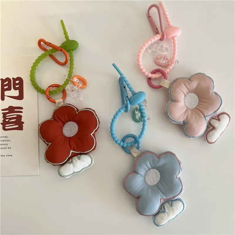 Cute Fabric Flower Keychains Korean Style Sweet Flower Bouquet Keyring Pendant For Backpack Bag Accessories Car Keys Keychain