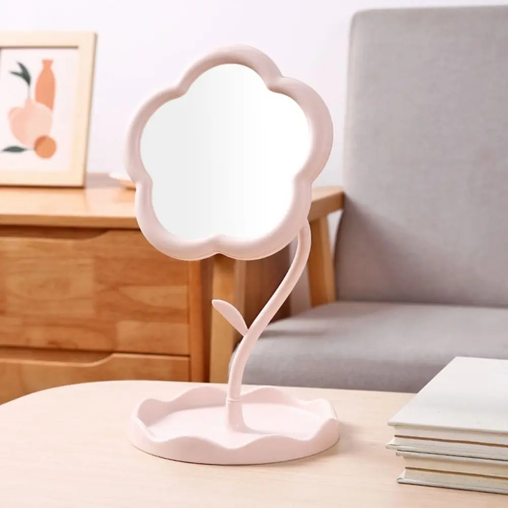 Cute Sunflower Shaped Dressing Mirror Classic High-definition Desktop Makeup Mirror Single Side 360 Degree Rotation Table Mirror