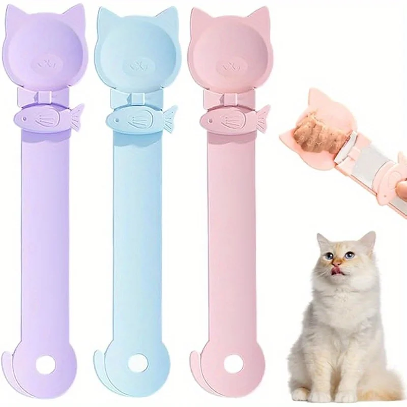 3er-Set niedliche Streifen-Squeeze-Katzenleckerlislöffel, auslaufsicherer Nassfutterspender mit langem Griff, freihändiges, saubereres Haustier-Snack-Werkzeug – Detail 2