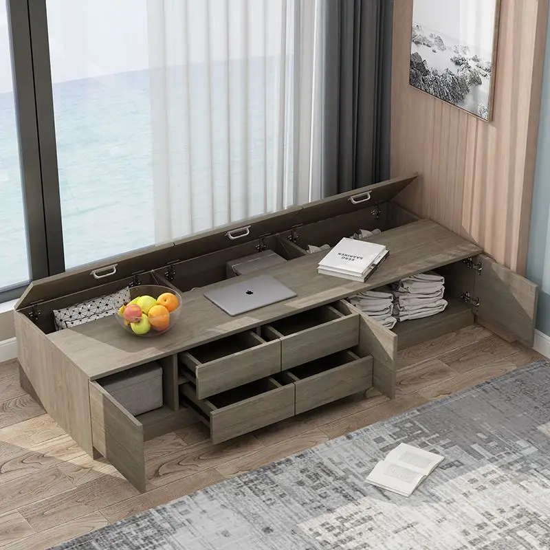 Solid wood bay window , floor-to-ceiling low cabinet, window sill cabinet, floor balcony cabinet, drawer, locker