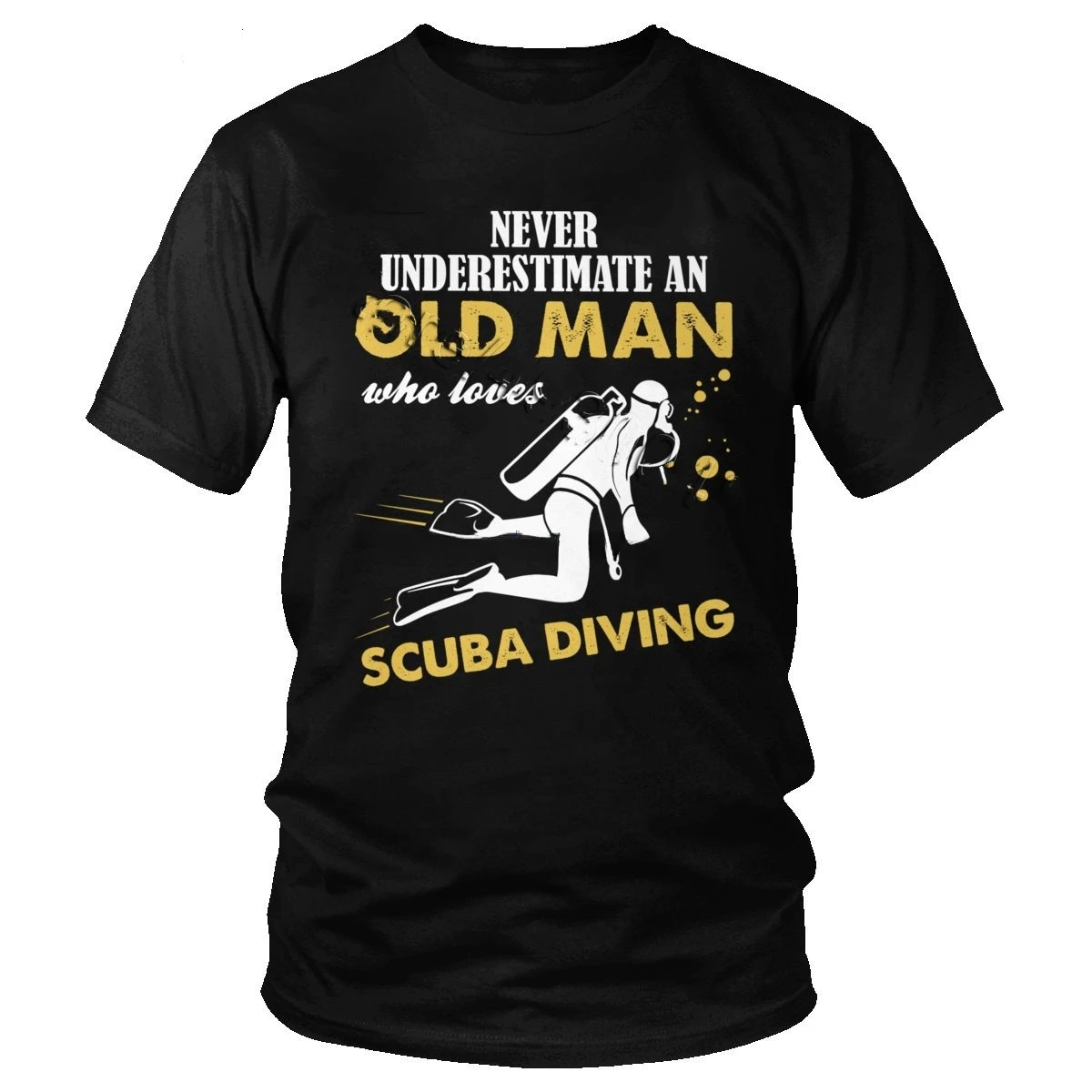 Men Cotton Short Sleeve Tshirt Dive Quote Tee For Diver Lover Gift Never Underestimate An Old Man Who Loves Scuba Diving T-Shirt