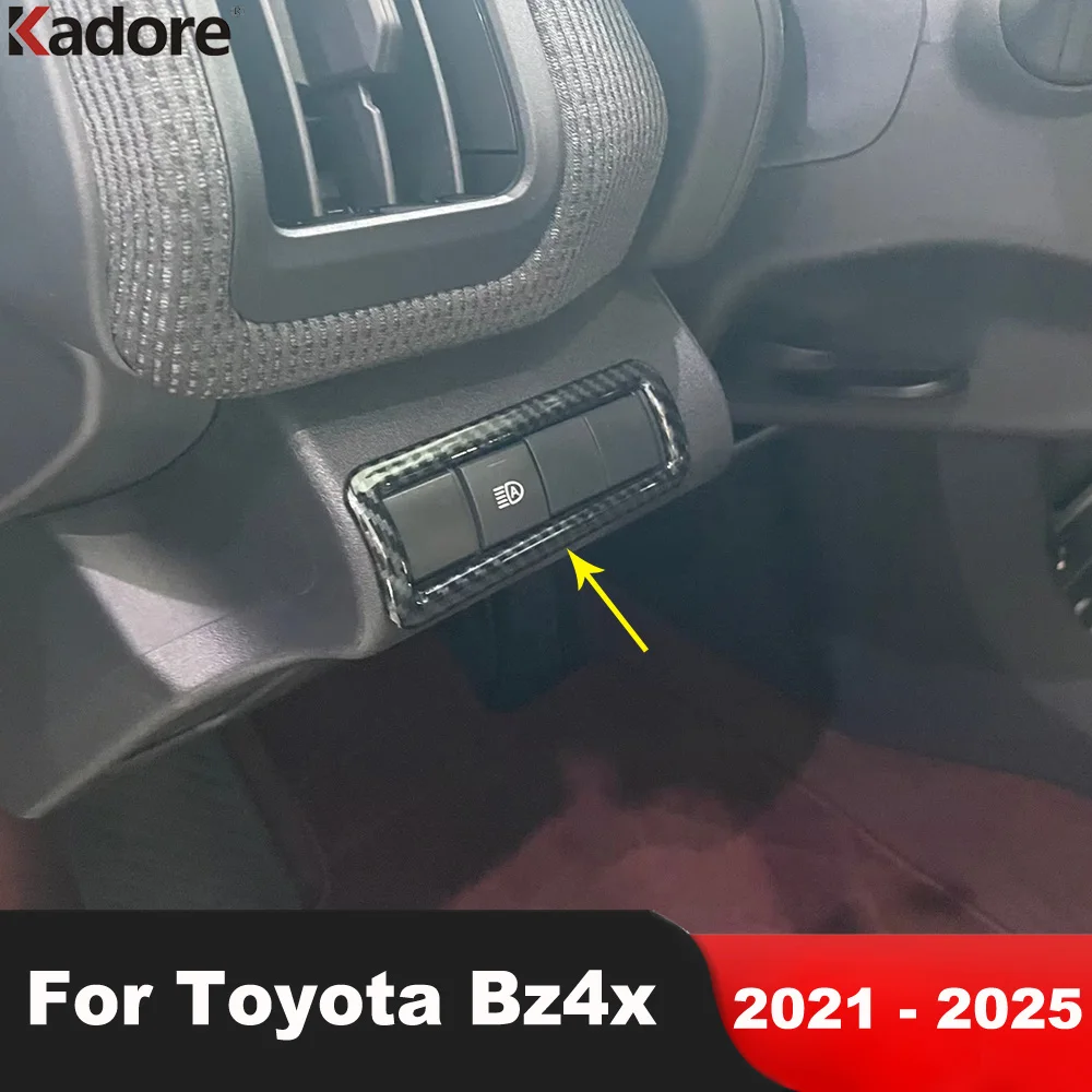 

Car Head Light Lamp Switch Control Button Panel Cover Trim For Toyota Bz4x 2021-2023 2024 2025 Carbon Fiber Interior Accessories