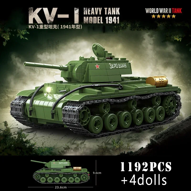 NONE WW2 Militär Klassische Modell Tiger Leopard KV-1 KV-2 IS-2 Schwere Tank Sammlung Modell Bausteine Ziegel Spielzeug für Jungen Geschenke 8