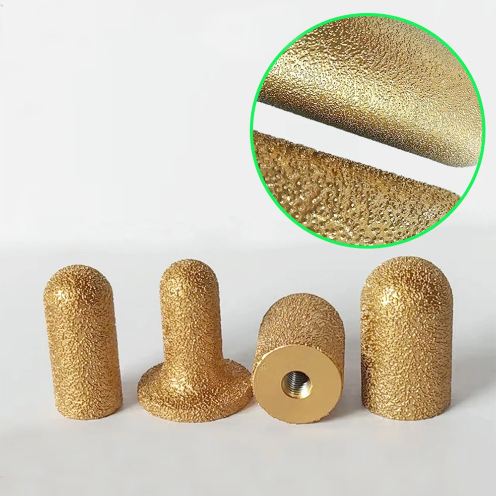 Diamond Vaccum Brazed Round Grinding Head Abrasive Tools For Internal Arc Grinding Of Stones Engraving Tool Mushroom M10 Thread