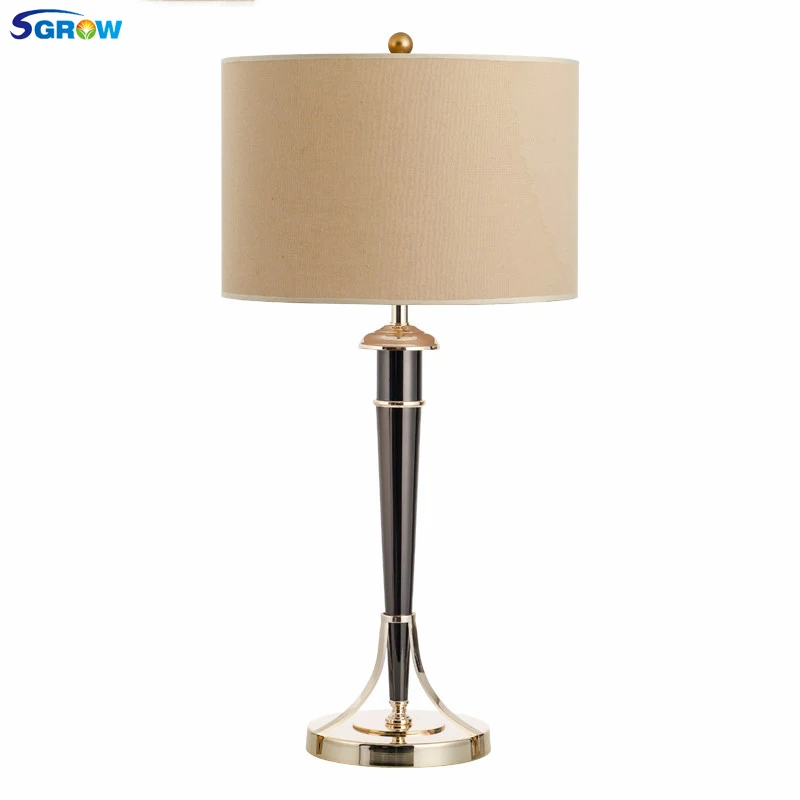 SGROW Modern Fabric Lampshade Table Lamps for Bedroom Living Room Lampe Hotel Art Decoration Metal Led Lamp Indoor Lights