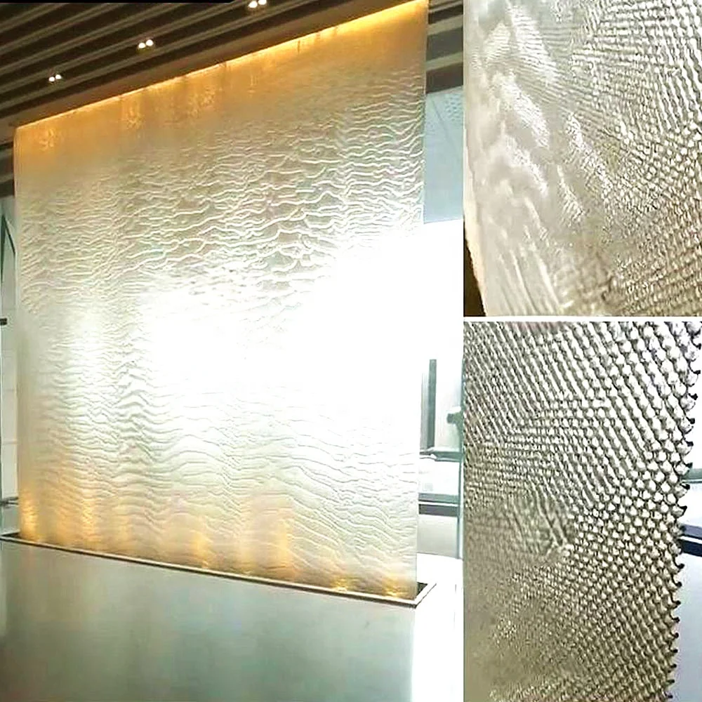 

Outdoor fountain waterfall mesh steel interior home decoration fountain water curtain wall screen and room baffle