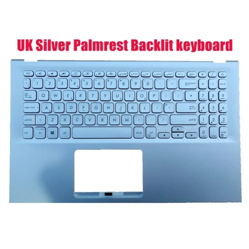 Y+UK Silver Palmrest Backlit keyboard for Asus F512F F512J K512F K512J R512F
