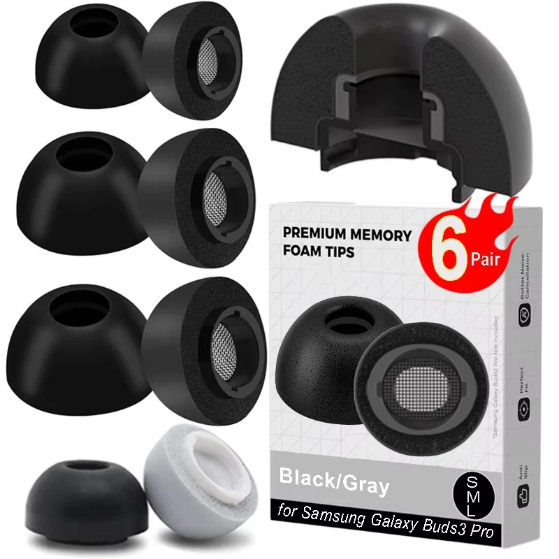 Memory Foam Eartips for Samsung Galaxy Buds 3 Pro Eartip Soft Earplugs Anti-Slip Earbuds Ear Tips For Buds3 Pro Earphone Case