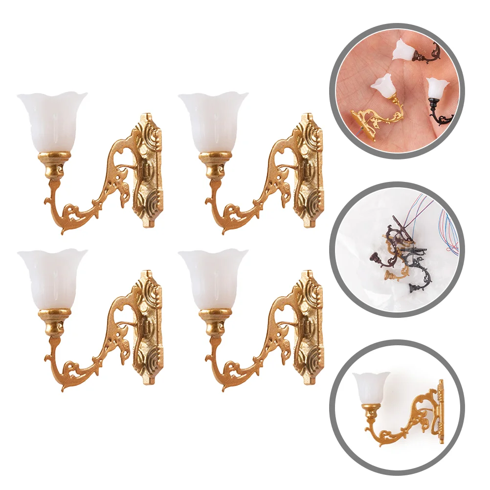 Huis Mos Decoratieve Lamp Simulatie Mini Model Houten Abs Miniatuur Scène Accessoires Tuinmuur