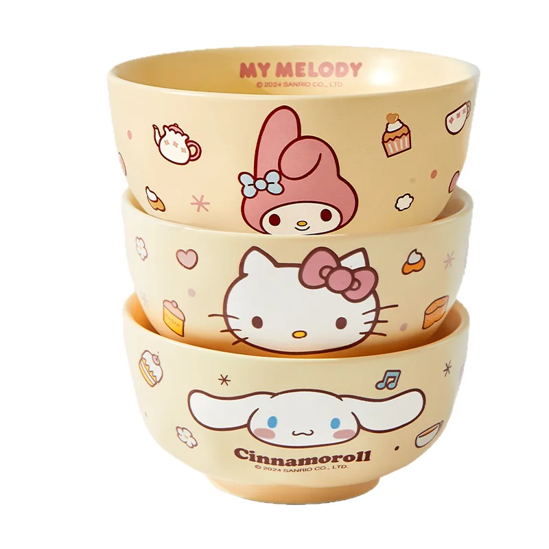 anime Hello Kitty My Melody ciotola per zuppa in ceramica Cinnamoroll decalcomania ad alta temperatura stile crema ciotola di riso per la casa altamente attraente