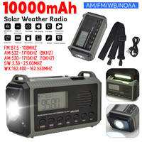 10000mAh Solar Hand Crank Radio AM FM SW NOAA Weather Radio Outdoor Emergency Radio with LED Flashlight Power Bank SOS Alarm
