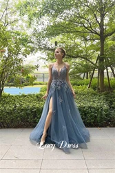 Lucy Party Dress Graduation Gown Gray Blue Mesh Line A Ball Women's Elegant Dresses for Parties 2024 Robe De Soiree Femmes