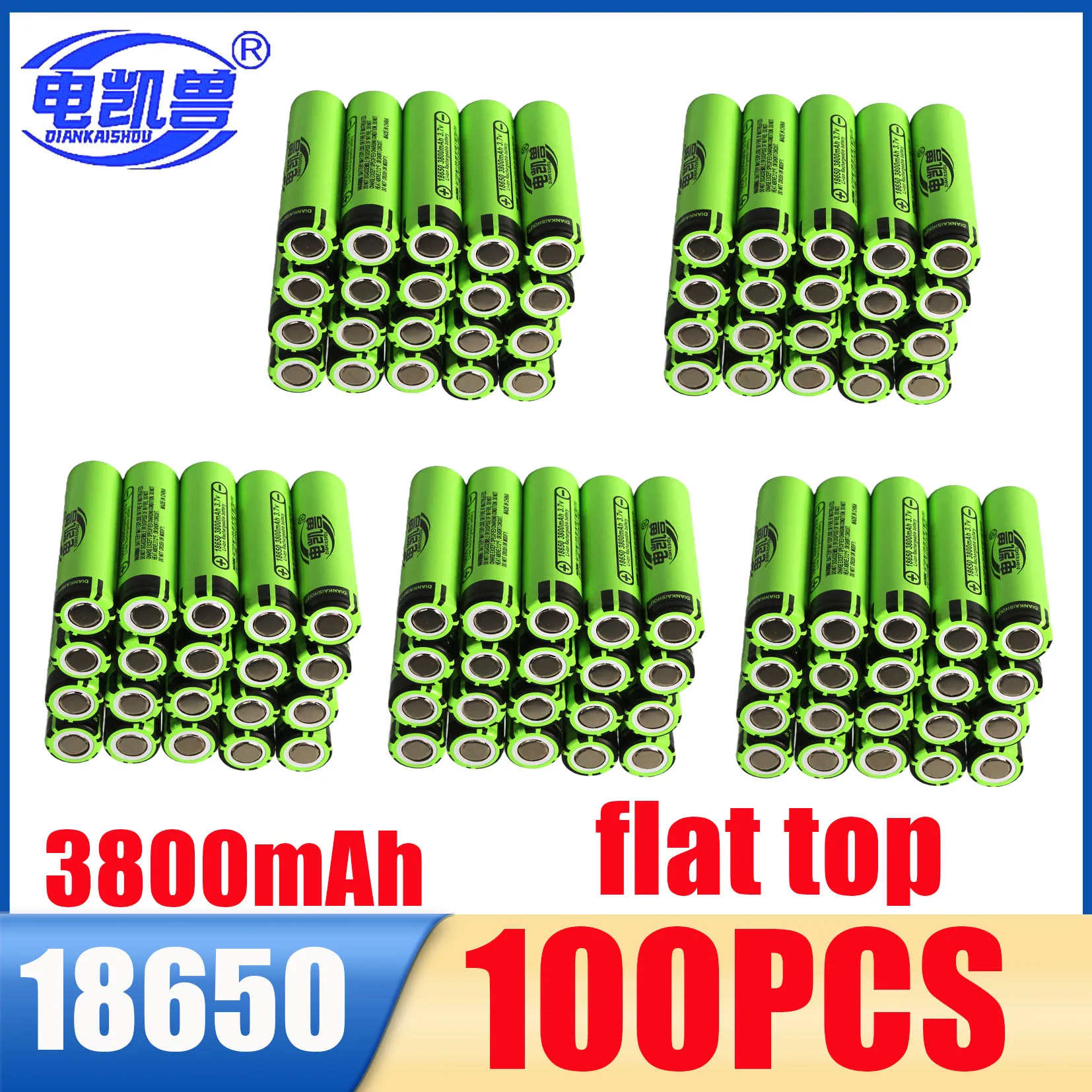 2-100 stuks 3.7v 18650 platte puntige lithiumbatterij 3800mAh 2026 nieuwe 1000 cycli 3C klasse A 18650 oplaadbare batterij