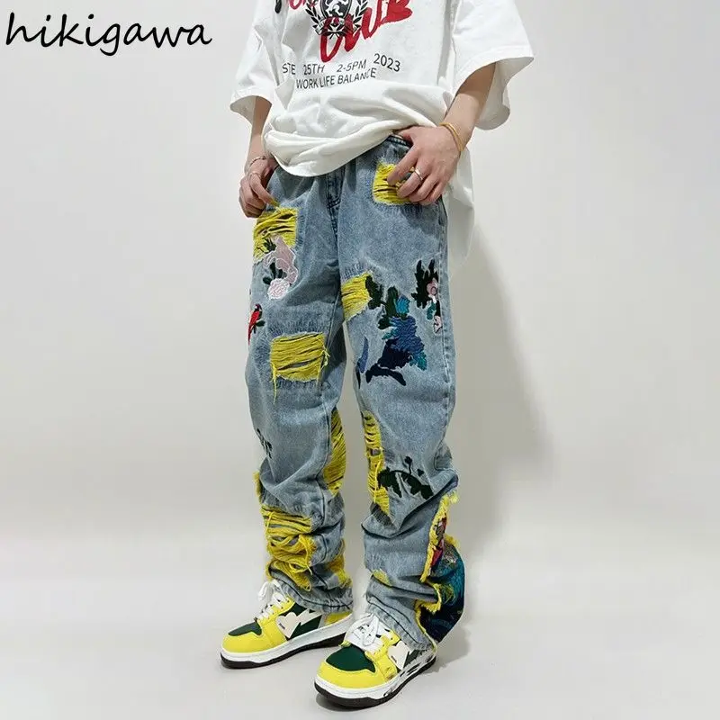 Harajuku Y2k pantaloni a gamba larga per le donne Streetwear Jeans Casual moda Hip-hop Pantalon Femme pantaloni dritti Denrm a vita alta