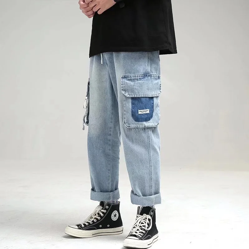 Autumn Multi-Pocket Y2K Streetwear Baggy Jeans Hombre Hip Hop Denim Cargo Pants Korean Fashion Wide Leg Straight Trousers