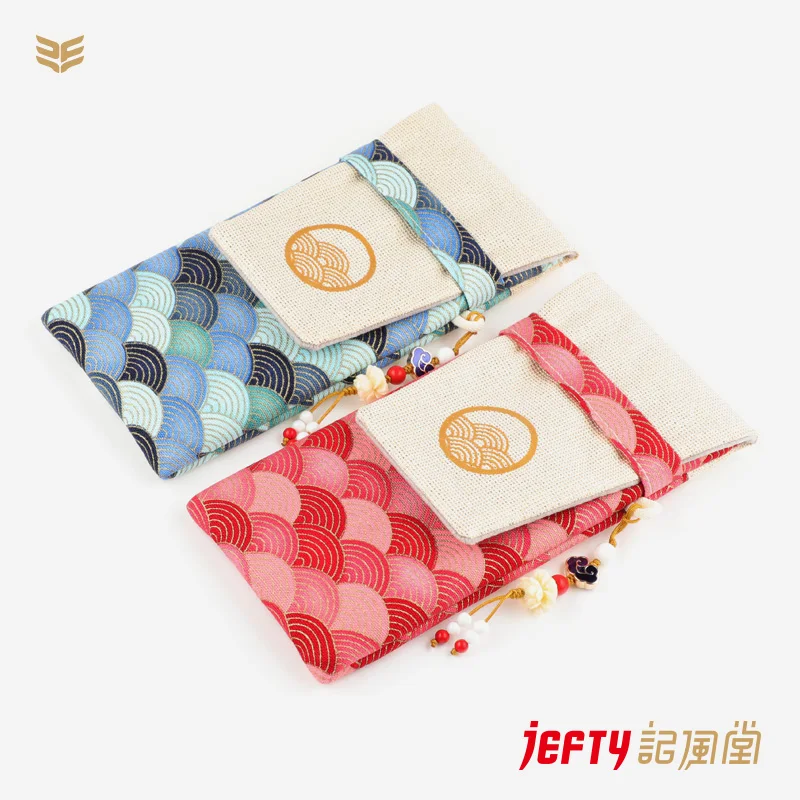 

Hefeng Japanese Gold-painted Rainbow Handmade 3-pack Pen Bag, Literary Velvet Cloth Inner Pen Storage Protection Case pencil