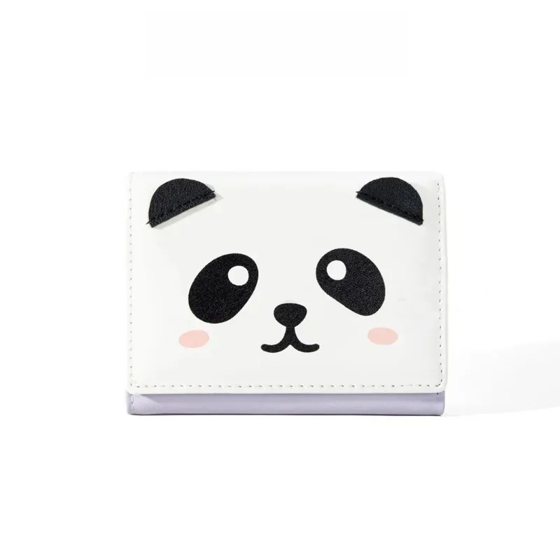 Cute Panda Small Money Clip Pocket Wallets for Students Mini Coin Purse Ultra-thin Small Buckle Card Bag