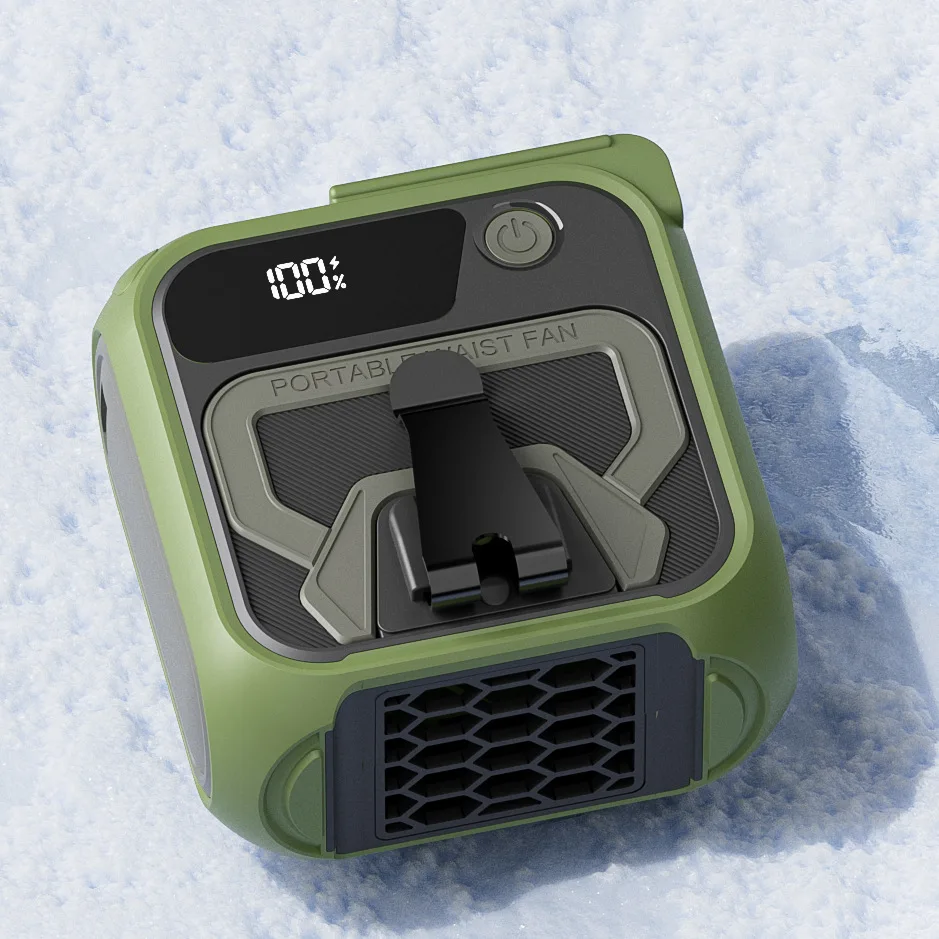 2025 nowy kempingowy wentylator elektryczny montowany w talii dla studentów, ręczny, przenośny, ładowany przez USB, bezlistny wentylator montowany w talii