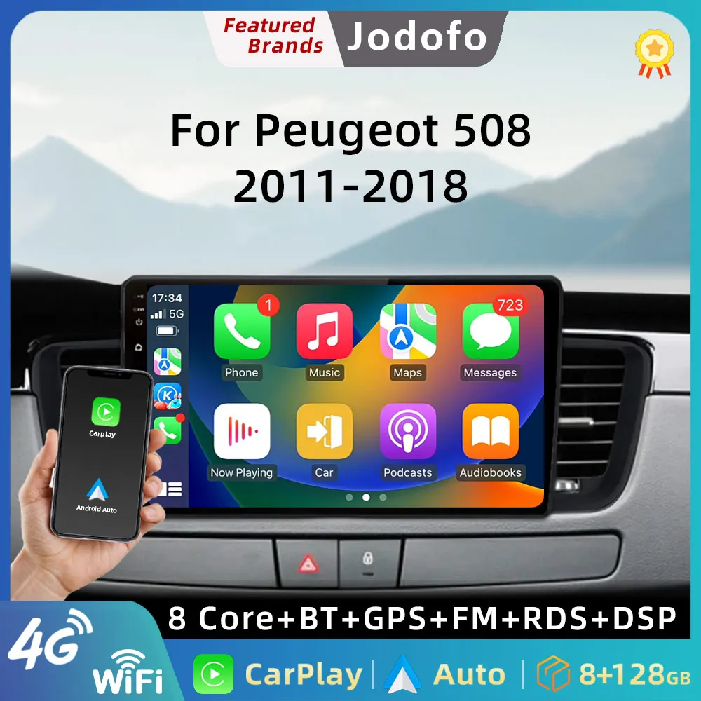 

Jodofo 2Din 4G Android 12 Car Radio Multimedia Video Player Stereo For Peugeot 508 2011-2018 Navigation GPS Head Unit Carplay