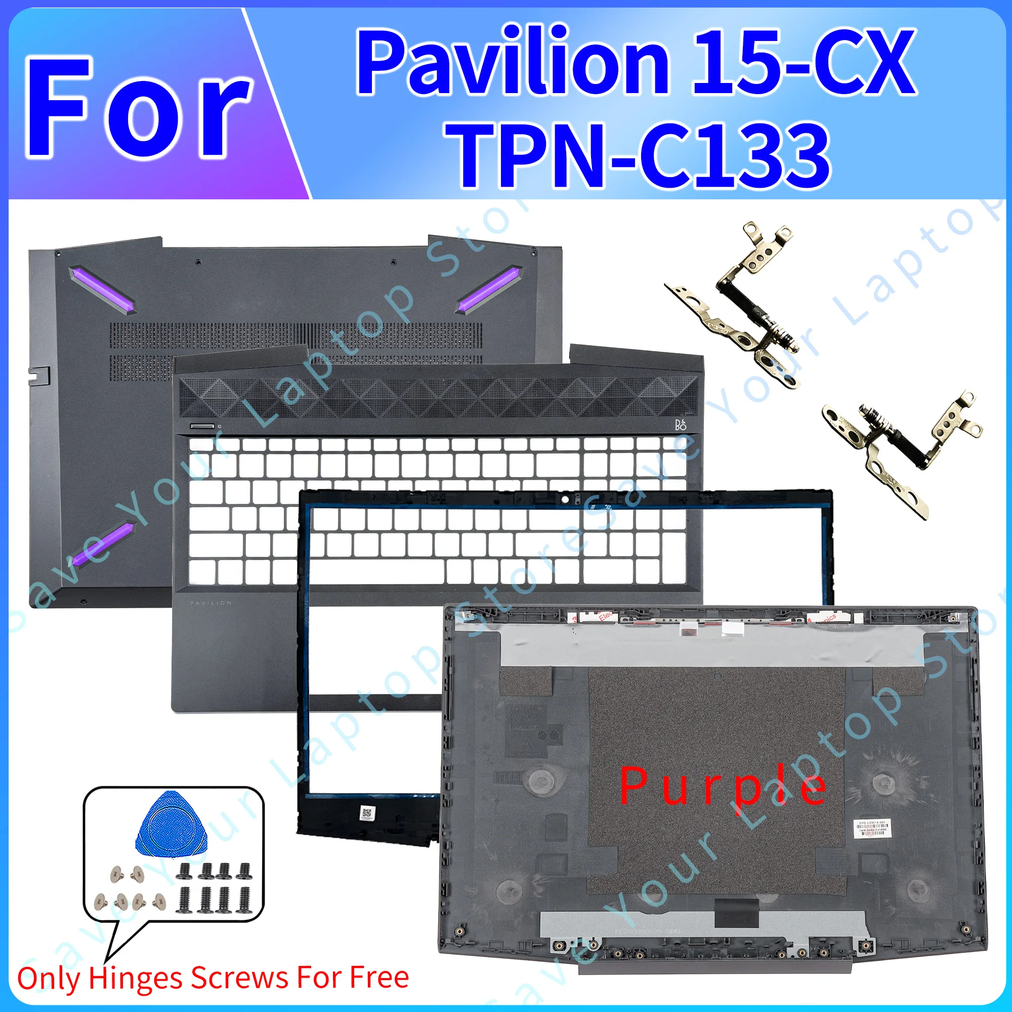 

New Laptop Part For Pavilion 15-CX Green TPN-C133 purpl Palmrest Hinges LCD Back Cover Front Bezel Bottom Case Repair Replace