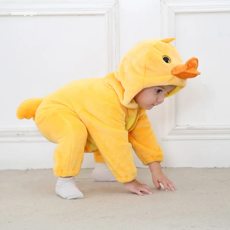 

Duck Romper Baby Boy Girl Pajama Newborn Bebe Clothes Cute Bodysuits Flannel Warm One-piece Winter Halloween Animal Outfit