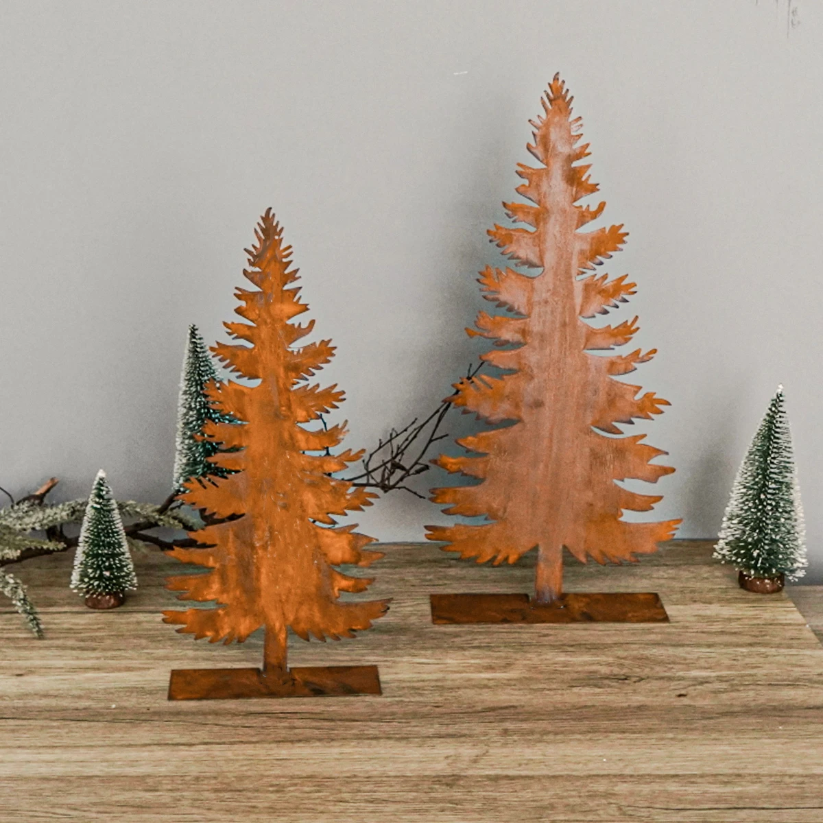 A set of 3pc metal rust color christmas tree christmas home home desktop ornaments home bedroom atmosphere christmas decoration